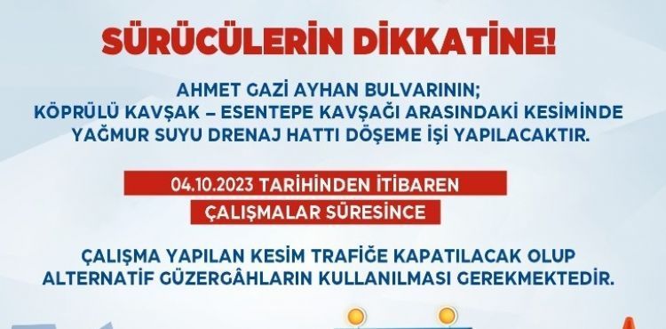 BÜYÜKŞEHİR’DEN 10 MİLYON TL’LİK YAĞMUR SUYU DRENAJ HATTI