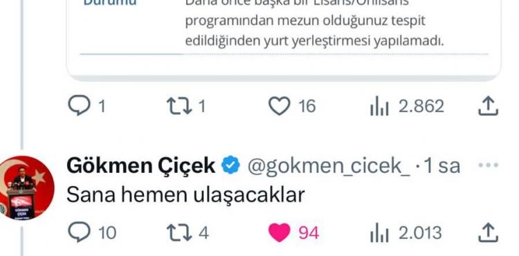 Vali Çiçek, yüksek lisans öğrencisinin yurt talebine kayıtsız kalmadı