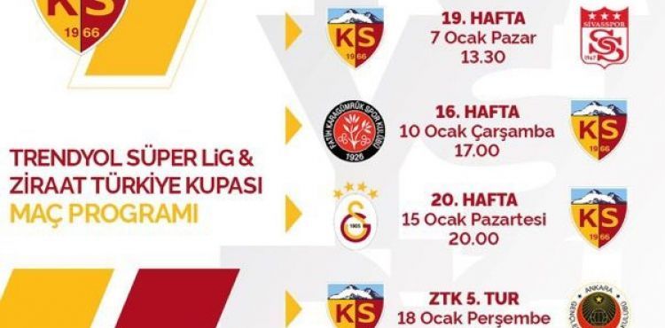 Kayserispor’un 4 maçlık takvimi belli oldu