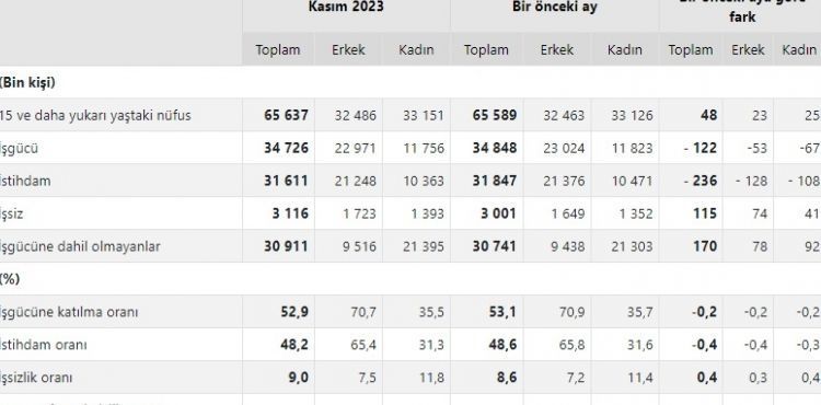 TK aklad: isizlik oran yzde 9 seviyesinde gerekleti