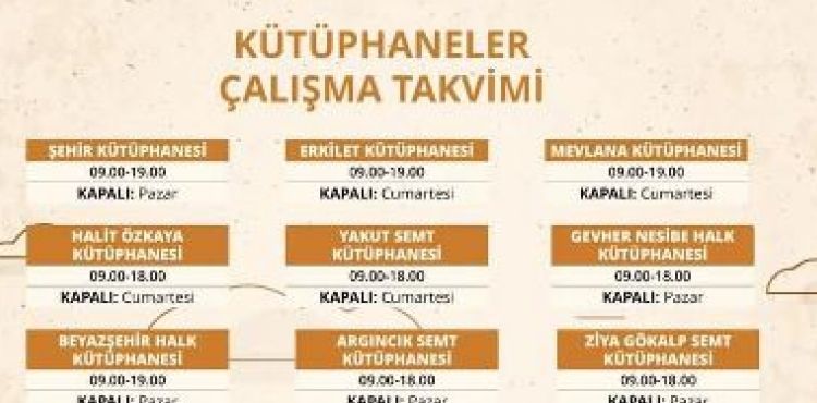 BÜYÜKŞEHİR KÜTÜPHANELERİNDE ÇALIŞMA TAKVİMİ GÜNCELLEMESİ YAPILDI