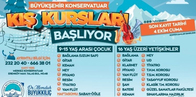 KAYSERİ’NİN SANAT KALBİ BÜYÜKŞEHİR KONSERVATUVARI’NIN KIŞ KURSLARINA KAYITLAR SÜRÜYOR