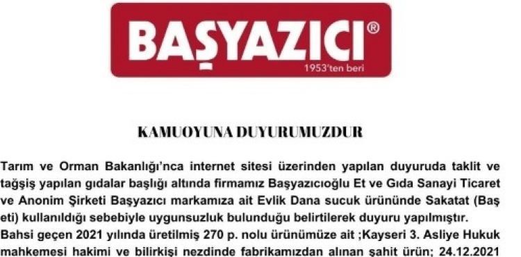 Başyazıcı’dan açıklama: “Taklit veya hileli listesinde adı geçen firma ile bağlantımız yoktur”