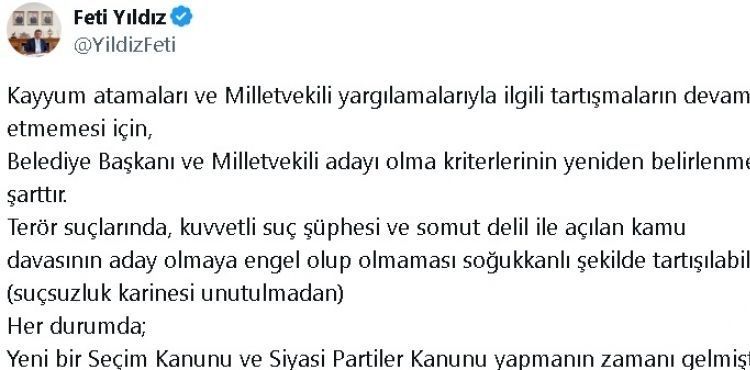 MHP'li Yldz: Yeni bir seim kanunu ve siyasi partiler kanunu yapmann zaman gelmitir