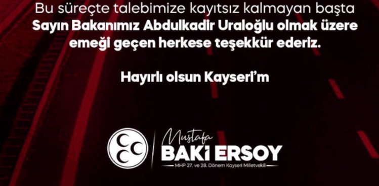 MHP KAYSERİ MİLLETVEKİLİ BAKİ ERSOY’UN SOSYAL MEDYA PAYLAŞIMI