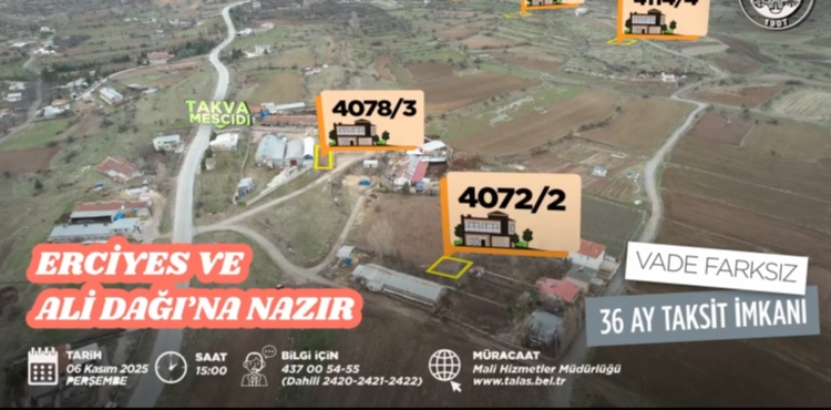 TALAS BELEDİYESİNDEN GÖZDE LOKASYONLARDA VİLLA PARSELİ FIRSATI