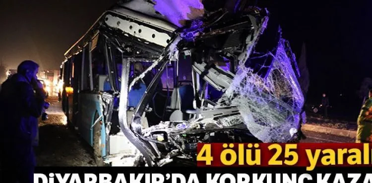 Diyarbakır'da yolcu otobüsü kum yüklü kamyona çarptı