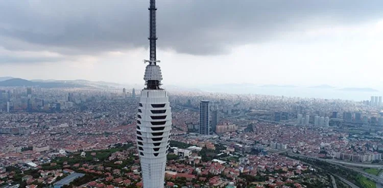 Çamlıca Kulesi'nde gelinen son durum havadan görüntülendi
