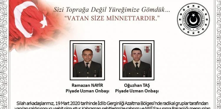 İdlib'den acı haber: 2 asker şehit oldu