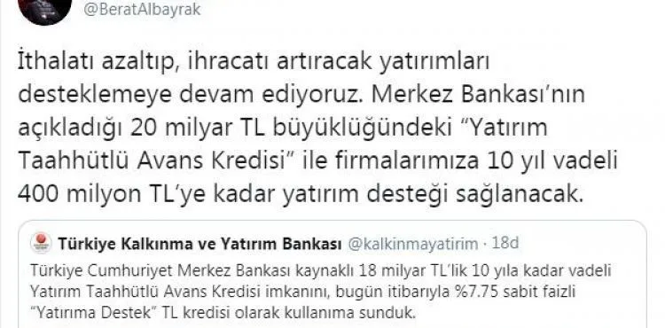 Bakan Albayrak: Firmalara 400 milyon TL'ye kadar yatırım desteği sağlanacak