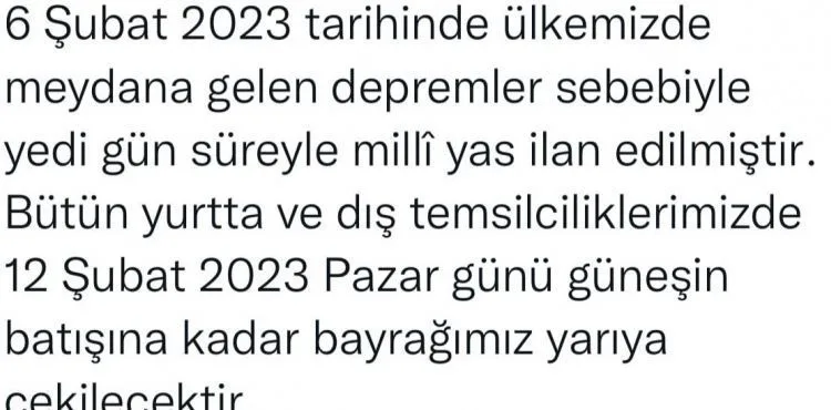 7 gün milli yas ilan edildi