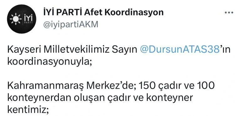 Ataş’tan çadır ve konteyner kent