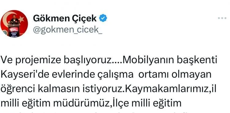 Vali Çiçek, “Çalışma masası ve kütüphanesi olmayan öğrencimiz kalmayacak”
