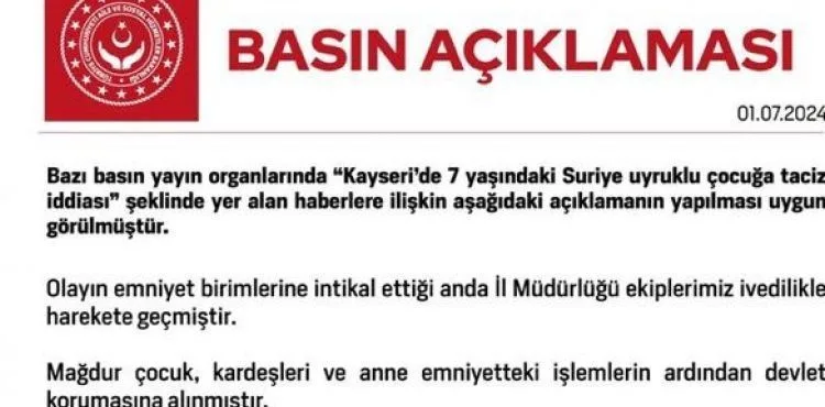 Bakanlık’tan Danişmentgazi’deki olaya ilişkin açıklama: “Mağdur çocuk ve ailesi devlet korumasına alındı”