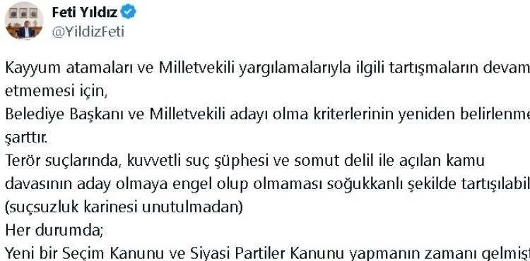 MHP'li Yıldız: Yeni bir seçim kanunu ve siyasi partiler kanunu yapmanın zamanı gelmiştir