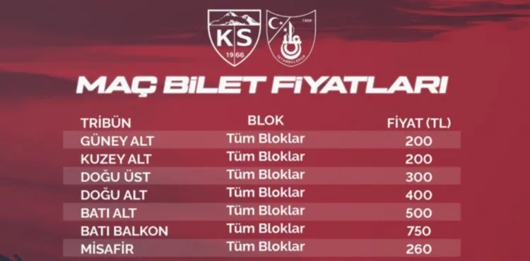 Kayserispor-İstanbulspor maçının biletleri satışa çıkıyor