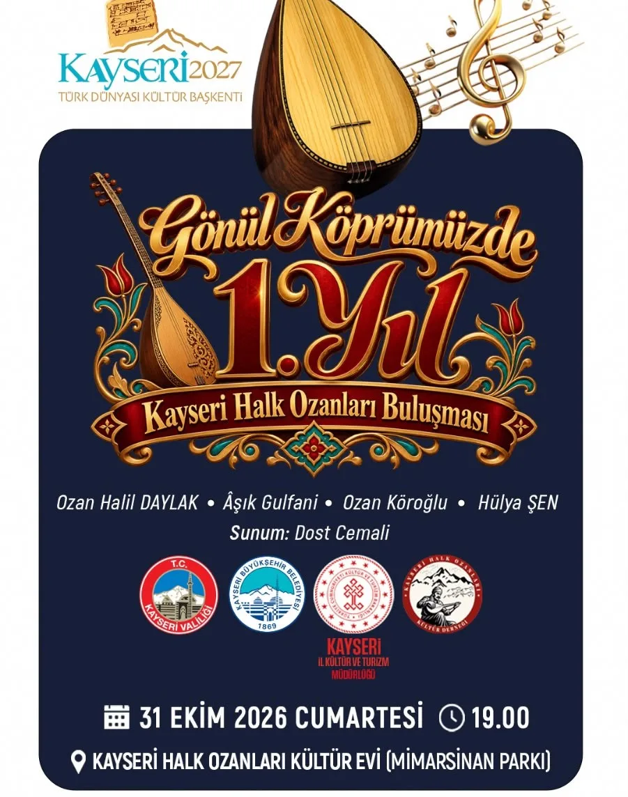 KAYSERİ HALK OZANLARI KÜLTÜR EVİ’NDE BİRİNCİ YIL BULUŞMASI DÜZENLENECEK